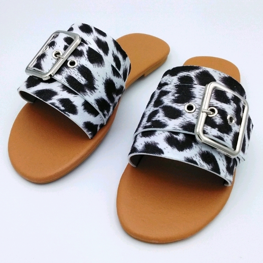 Cow Print Slip On Sandals